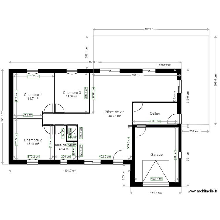 maison plain pied 4. Plan de 0 pièce et 0 m2