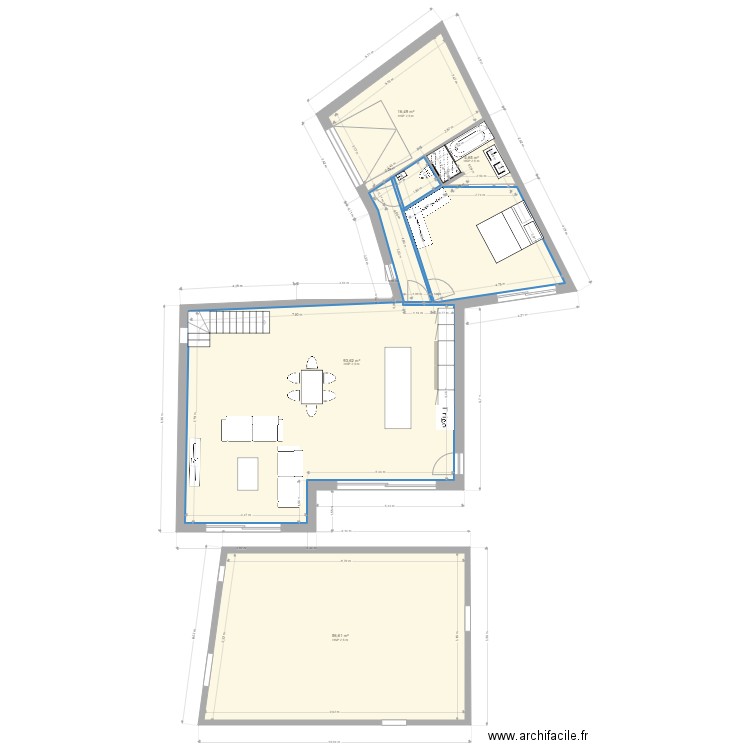 cote granville. Plan de 4 pièces et 171 m2