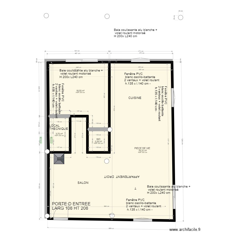 PLAN MESURE DE REL  APPARTEMENT DROIT 15/10 ISORENS 26 10. Plan de 4 pièces et 104 m2