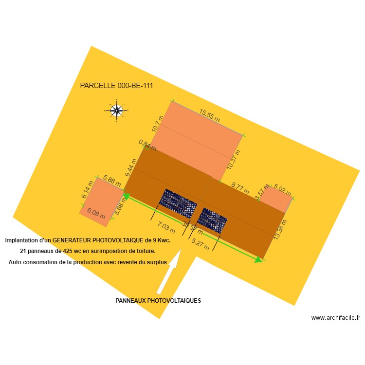 Plan masse Meriguet. Plan de 2 pièces et 493 m2