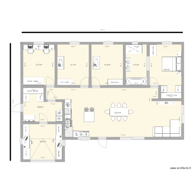 maison plan plein pied 135m2. Plan de 0 pièce et 0 m2