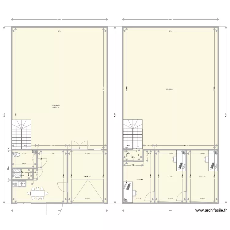Plan Besan&ccedil;on futur local am&eacute;nag&eacute; Janvier 2019. Plan de 