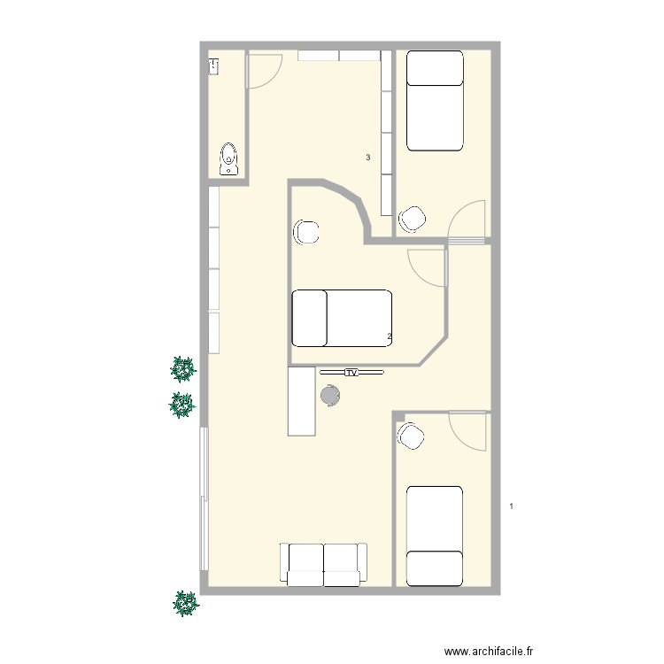 SOLUTION 1. Plan de 0 pièce et 0 m2