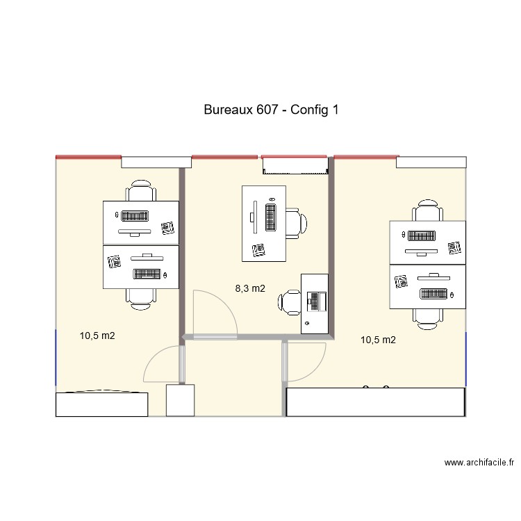 Bureaux 607 Config1. Plan de 0 pièce et 0 m2