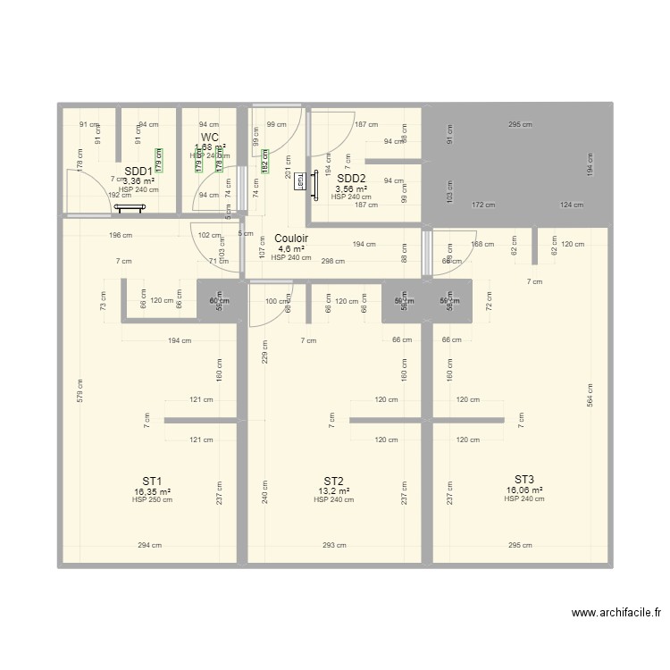 Val d'Isère 3. Plan de 11 pièces et 66 m2