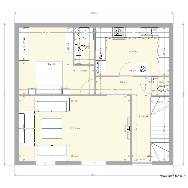 georges digoy. Plan de 6 pièces et 70 m2