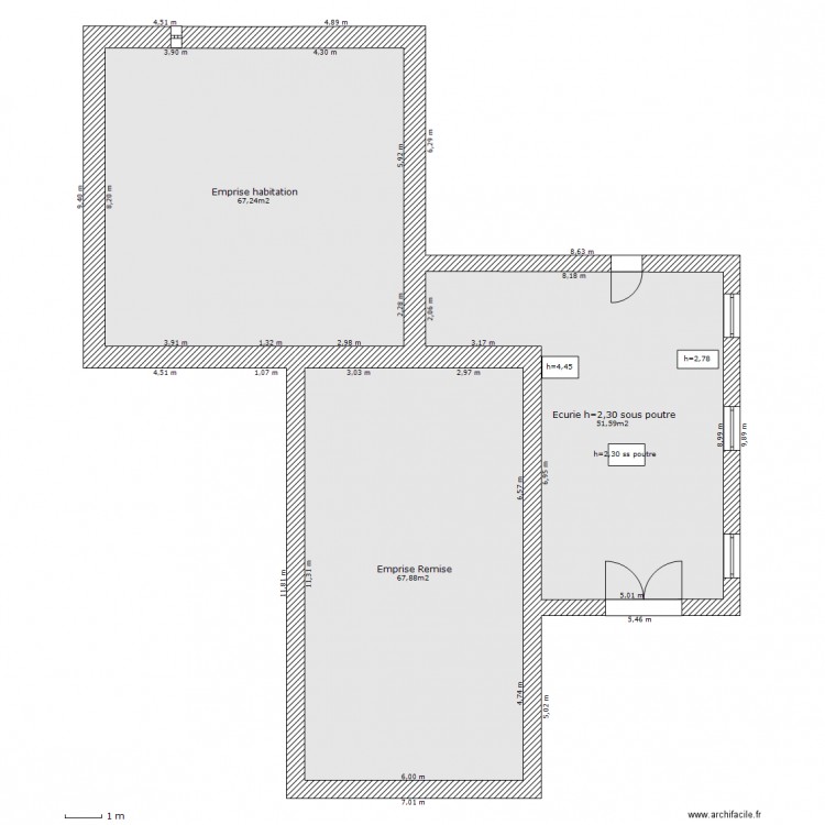 Niveau n-2 - Ecurie. Plan de 0 pièce et 0 m2