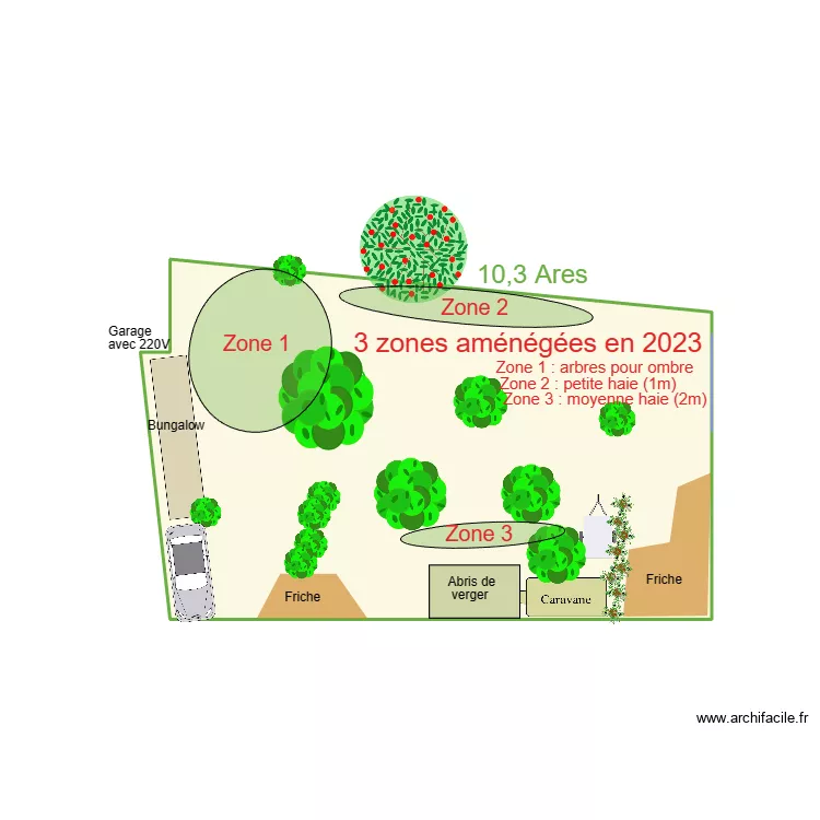 Verger aménagement 2023. Plan de Verger aménagement 2023. Plan de