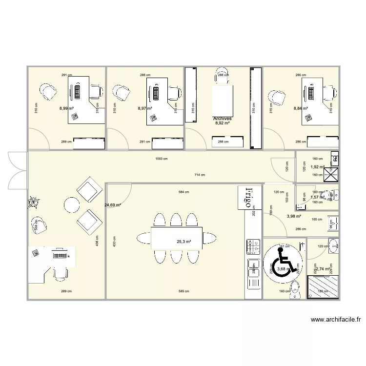 Bureaux 100m2 modifi&eacute;. Plan de 