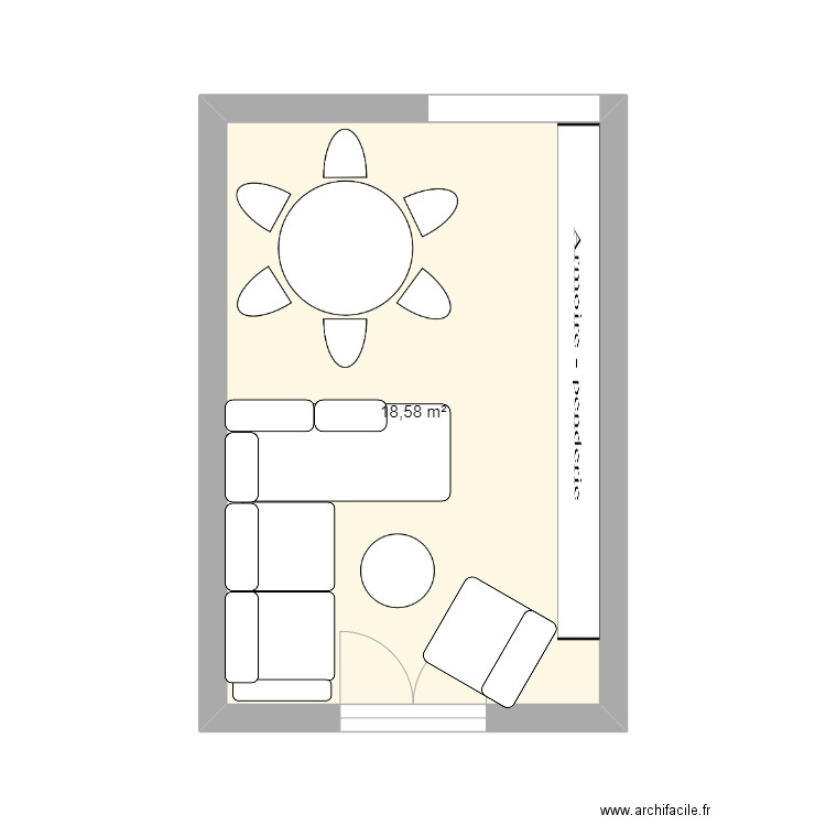 Sejour 1. Plan de 1 pièce et 19 m2