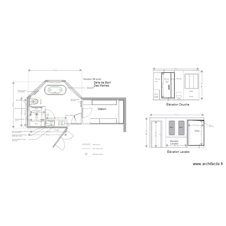 Salle de bain des maitre Nathalie mur souflé. Plan de 0 pièce et 0 m2