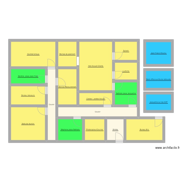 Bureaux Katoury. Plan de 20 pièces et 137 m2