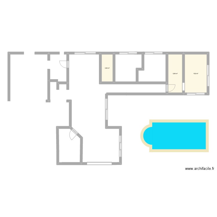 Maison Bois. Plan de 3 pièces et 22 m2