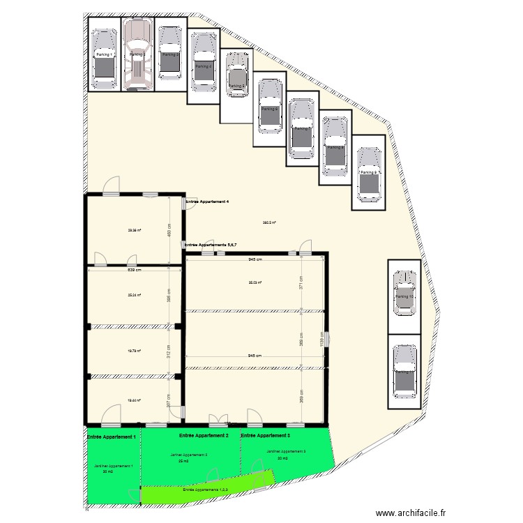 plancher beton. Plan de 0 pièce et 0 m2