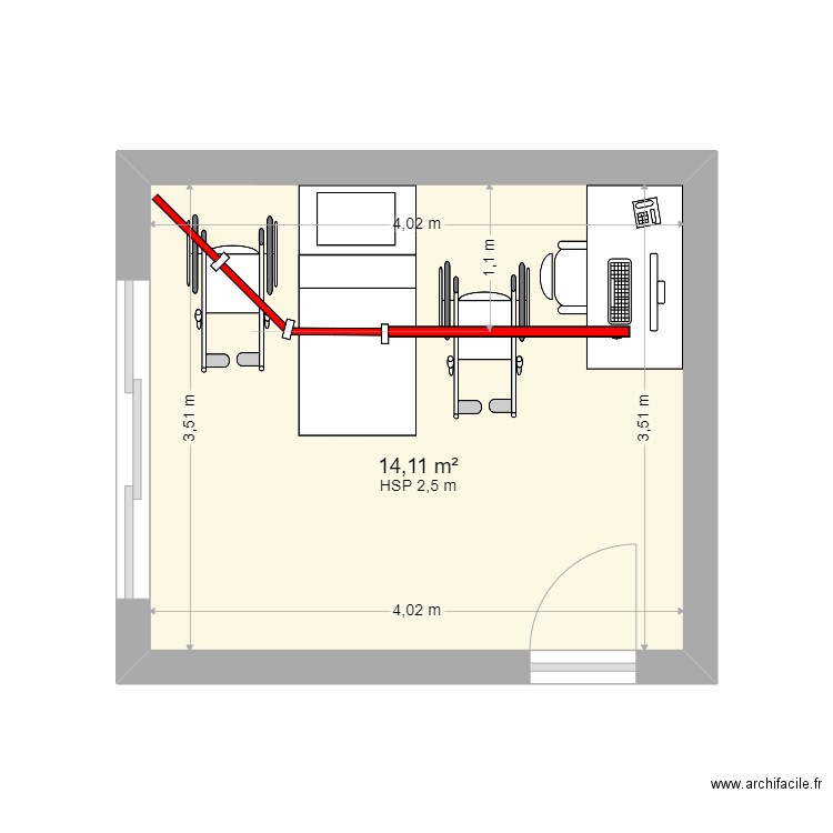 BROTREAUD MARIE. Plan de 1 pièce et 14 m2