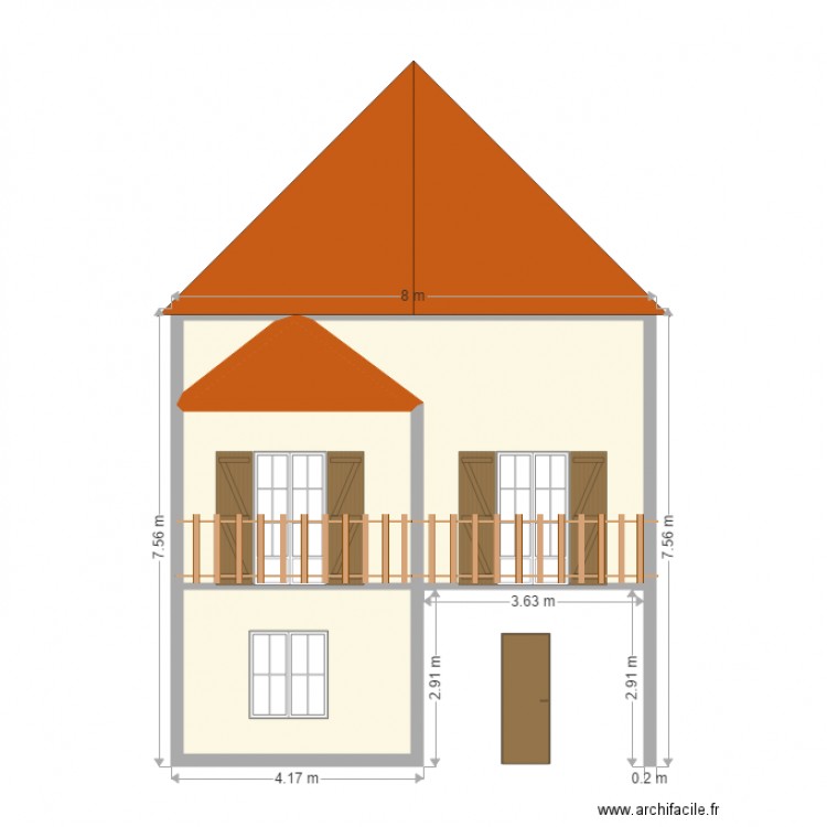 Plan de Coupe Facade Sud. Plan de 0 pièce et 0 m2