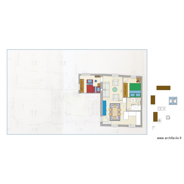 P3  tROUVILLE. Plan de 0 pièce et 0 m2