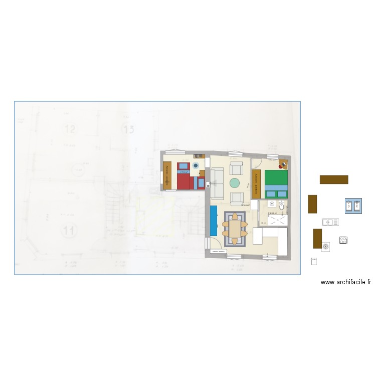 P3  tROUVILLE. Plan de 0 pièce et 0 m2