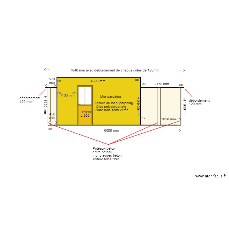 DP4 FAÇADE ARRIERE ACTUELLE. Plan de 3 pièces et 15 m2