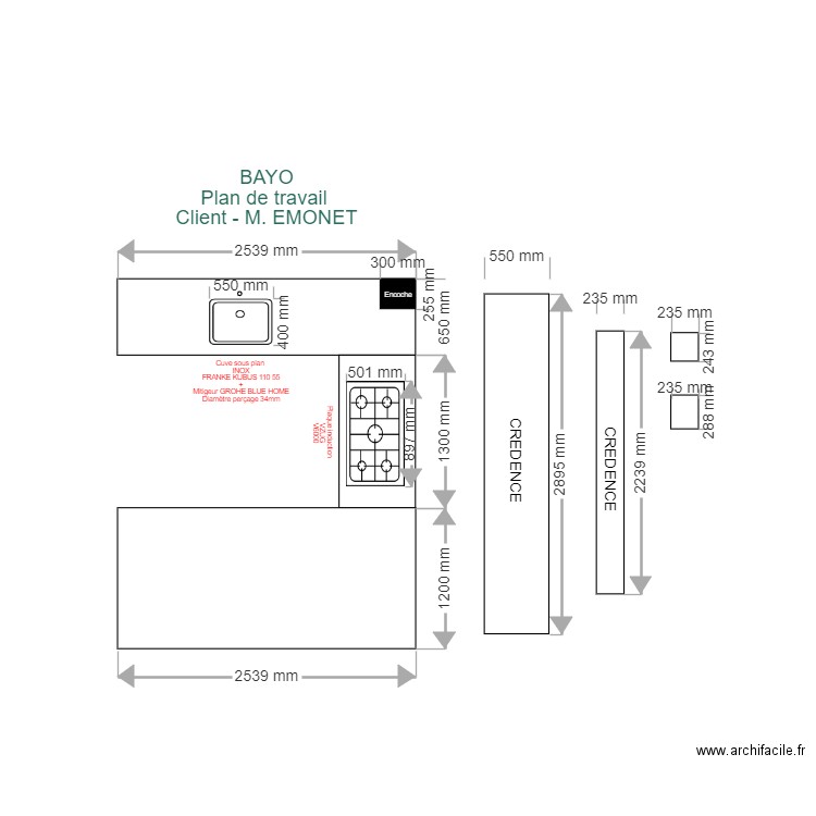 BAYO  PLANS DE TRAVAIL  EMONET. Plan de 0 pièce et 0 m2