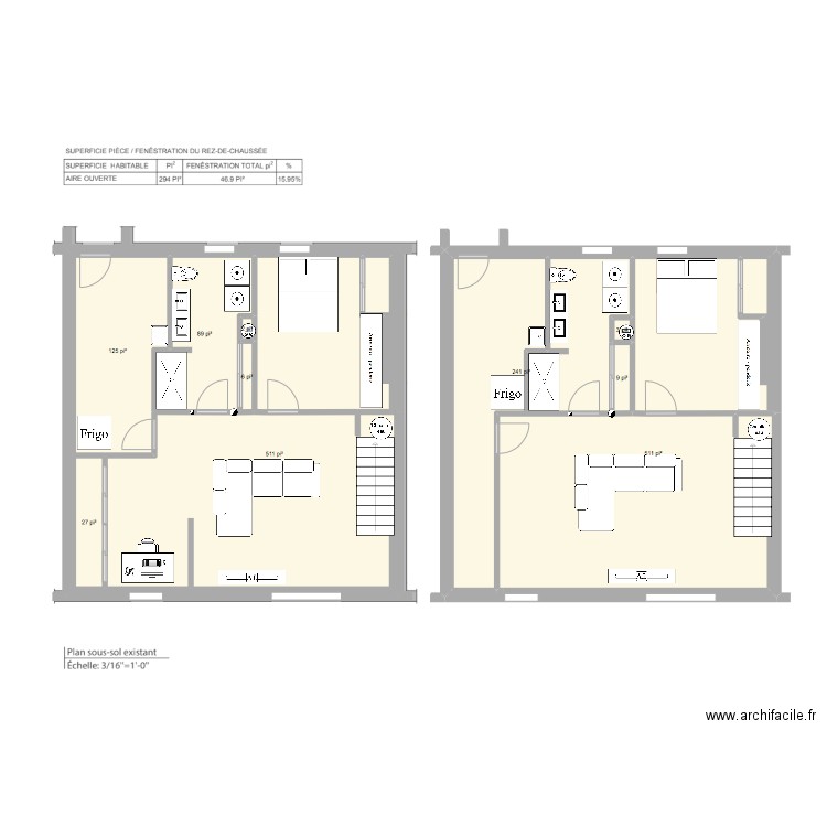 Sous-sol V2. Plan de 10 pièces et 142 m2