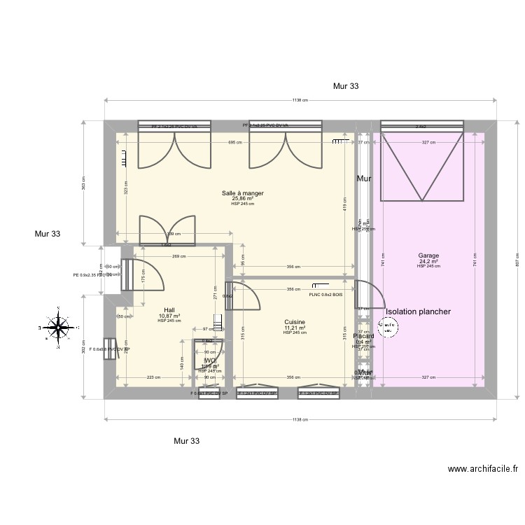 Gabaude. Plan de 21 pièces et 152 m2