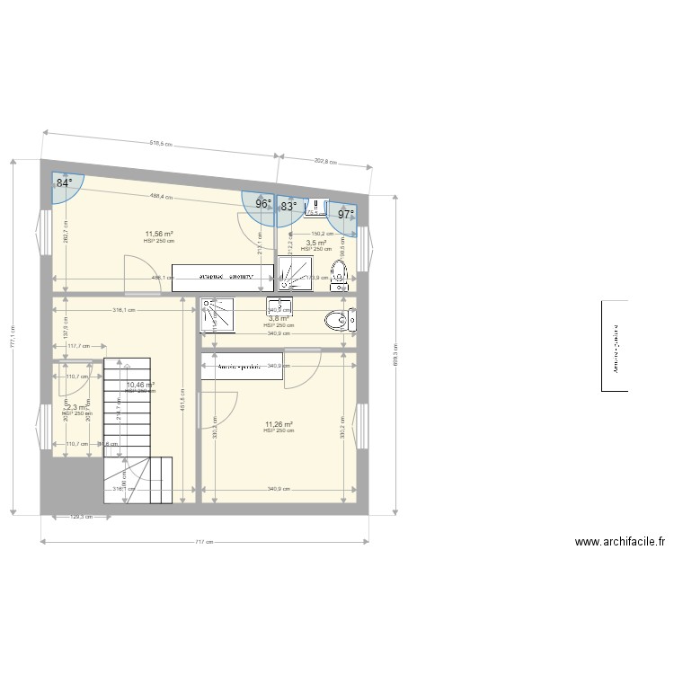 plan isaac belin taxo 1er étage MODIFICATION. Plan de 6 pièces et 43 m2