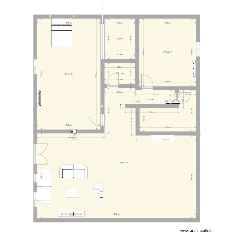 aménagement bonaberi. Plan de 5 pièces et 137 m2