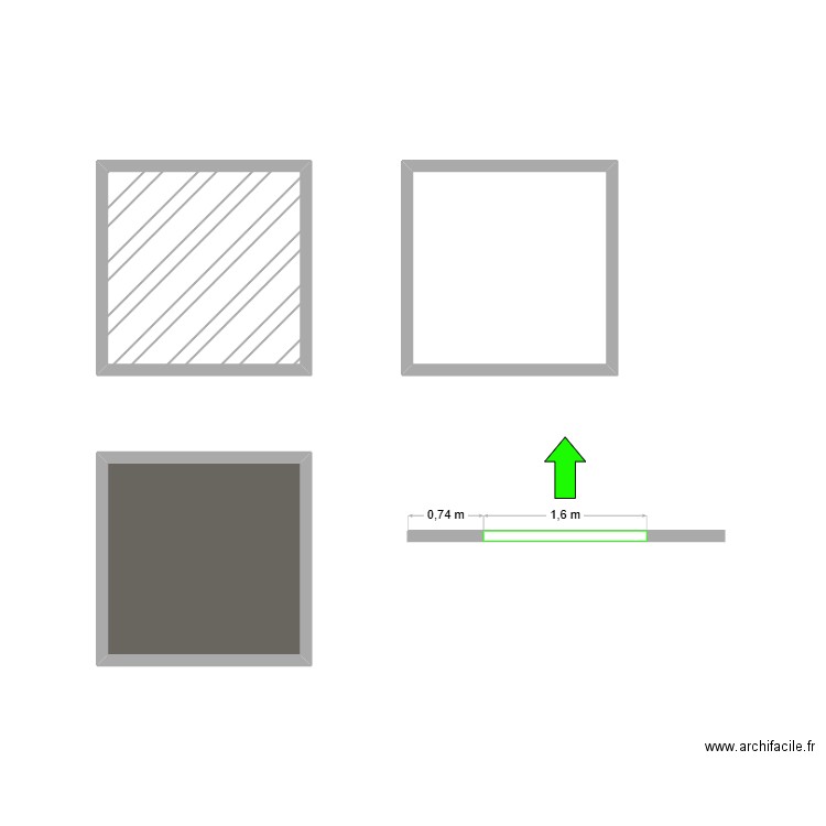 Legende sols. Plan de 3 pièces et 11 m2