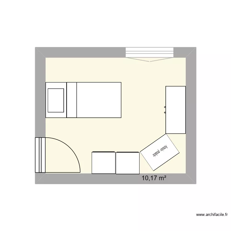 Chambre Emie. Plan de 1  et 10 m²