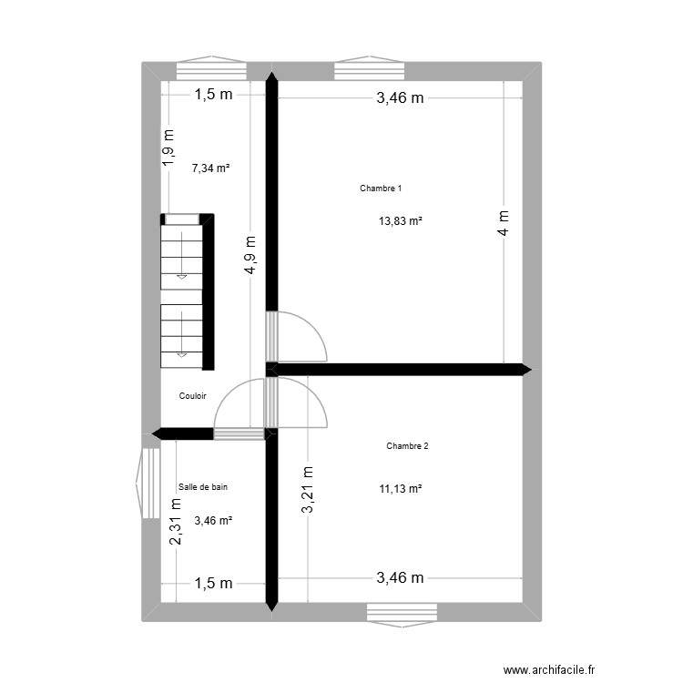 Maison 1er. Plan de 4 pièces et 36 m2