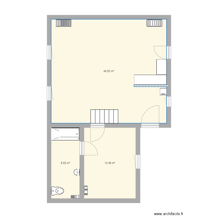 Trévoux. Plan de 3 pièces et 60 m2