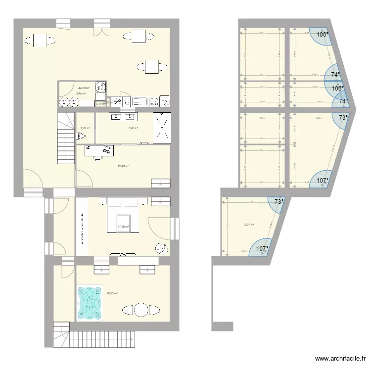 Chambres h&ocirc;tes. Plan de 
