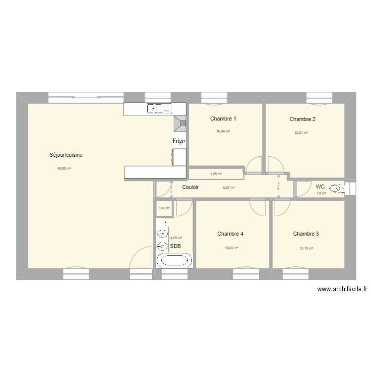 St Jean d'Illac 3. Plan de 9 pièces et 106 m2