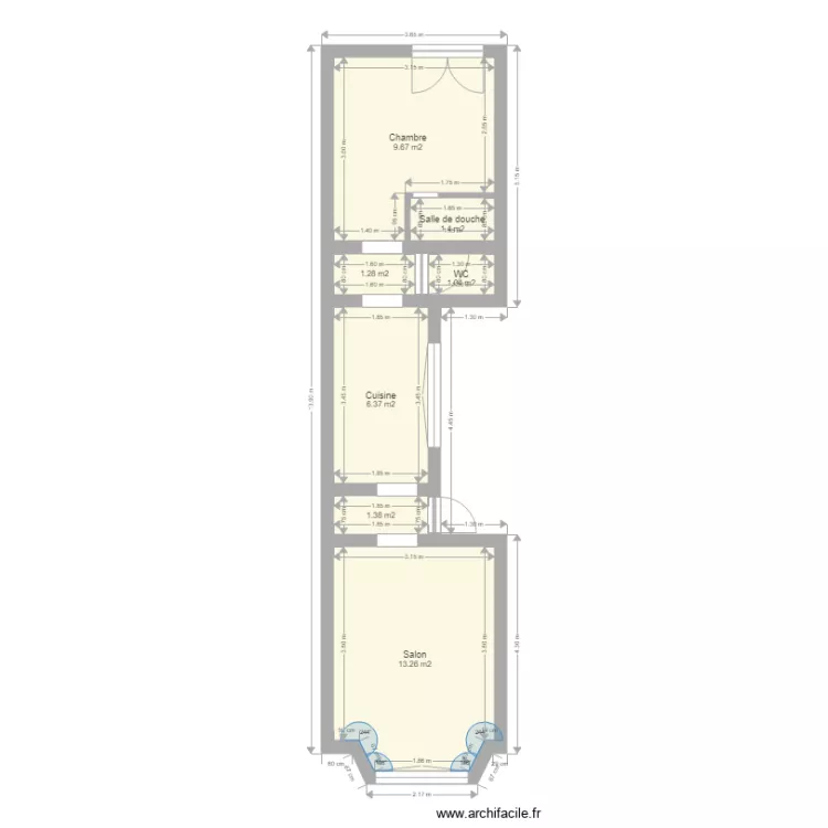 Glissa 2&egrave;me sans meuble. Plan de 