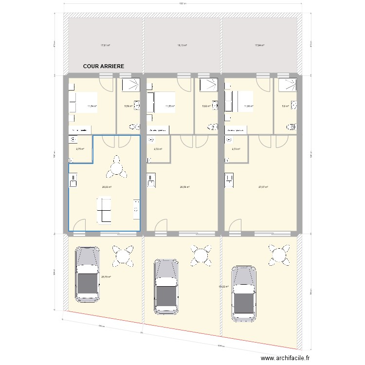 Plan 1 logement sociaux . Plan de 0 pièce et 0 m2