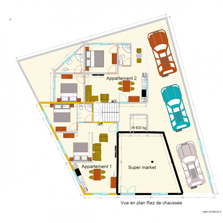 rdc reelle v2. Plan de 11 pièces et 242 m2