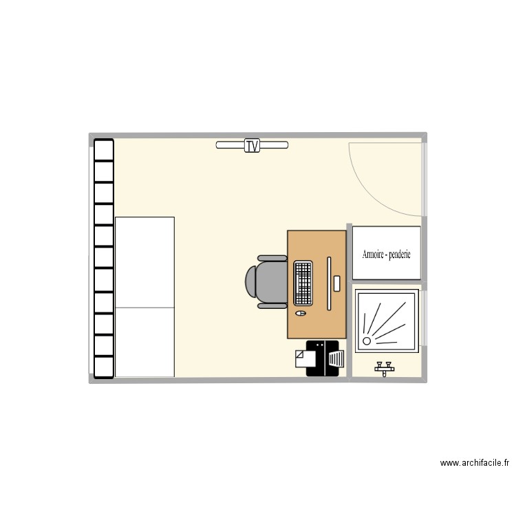 Bureau_JLA. Plan de 2 pièces et 9 m2