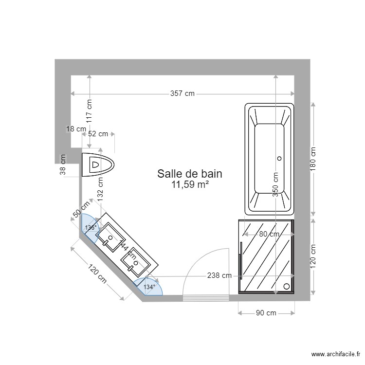 houbotte sdb. Plan de 0 pièce et 0 m2