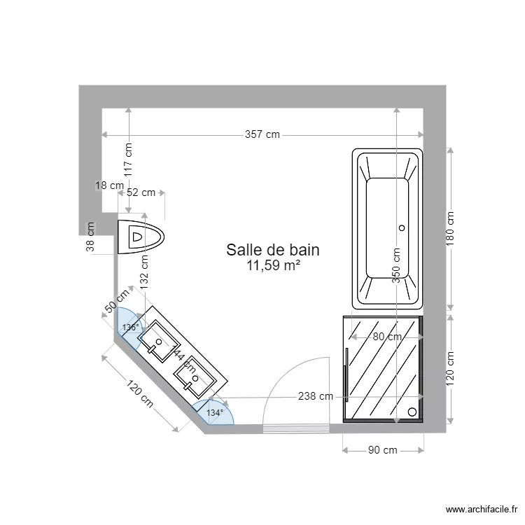 houbotte sdb. Plan de 