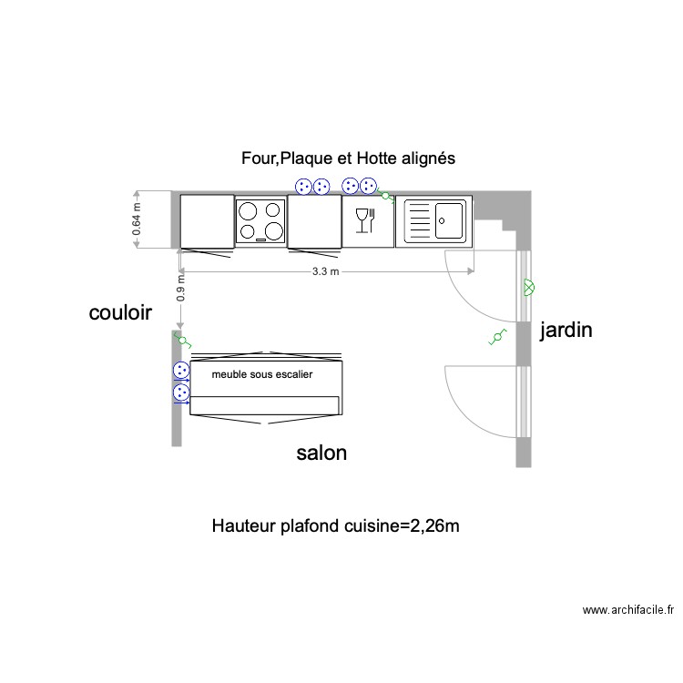 plan cuisine rectifié le 13 mars 21. Plan de 0 pièce et 0 m2