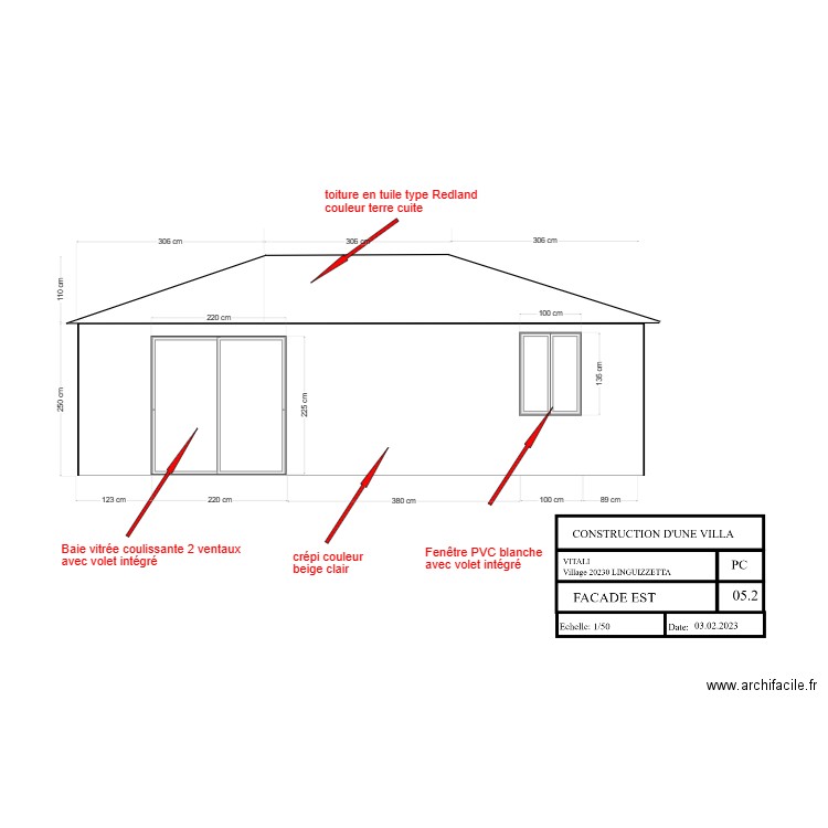fred facade est 2023 FEVRIER. Plan de 0 pièce et 0 m2