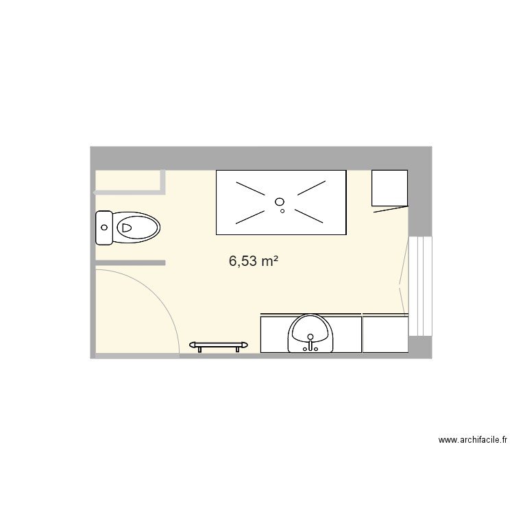 Salle de bains projet 2. Plan de 1 pièce et 7 m2