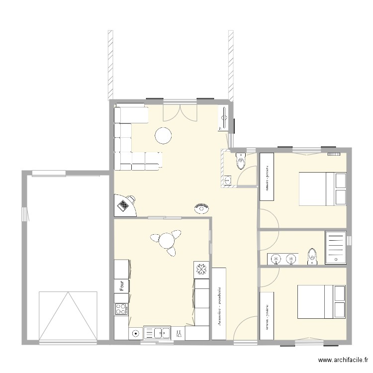 zeminkat. Plan de 6 pièces et 82 m2