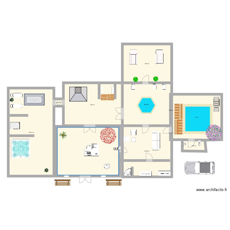 Salon esthétique . Plan de 12 pièces et 253 m2