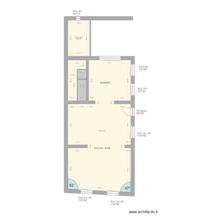 bruaux. Plan de 14 pièces et 245 m2