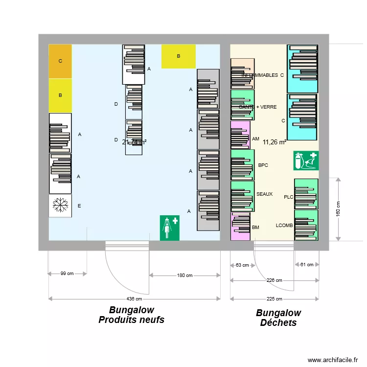 Bungalows neufs et dechets  oct 2021. Plan de 