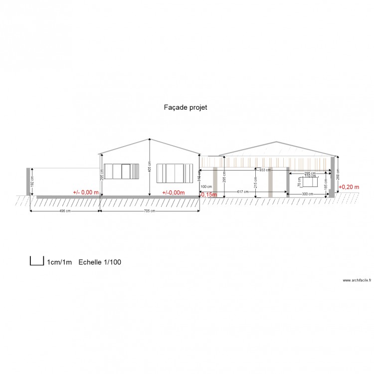 Façade projet. Plan de 0 pièce et 0 m2