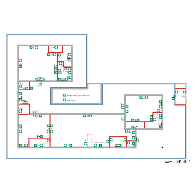 Permsub wall with plugs and openings. Plan de 0 pièce et 0 m2