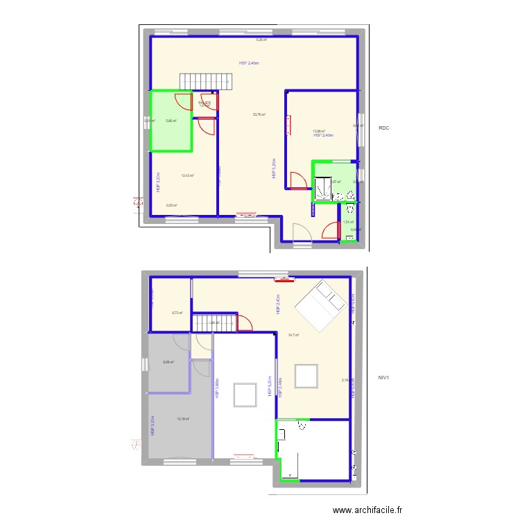 carrelage. Plan de 35 pièces et 354 m2